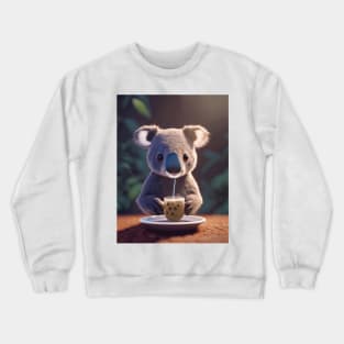 Koala with boba bubble tea Crewneck Sweatshirt